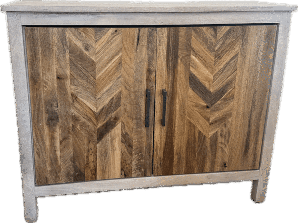 Inlay Wood and White Wash Cabinet