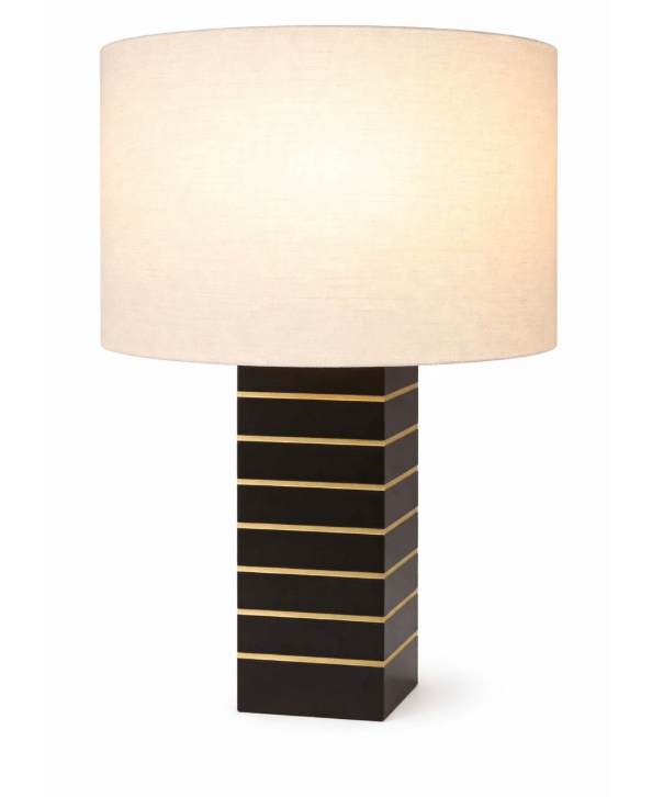 Rectangular Black and Gold Striped Lamp