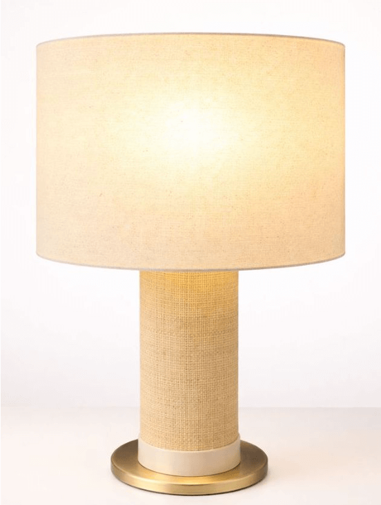 Natural Linen Wrapped Column Table Lamp