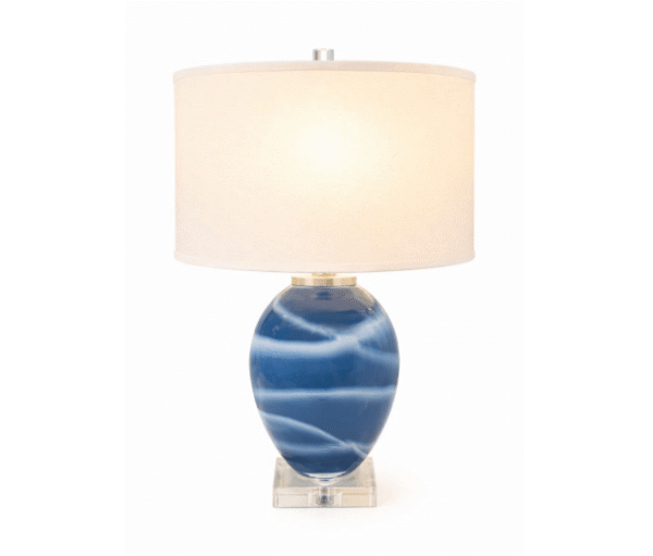 Blue Marbled Solid Glass Table Lamp