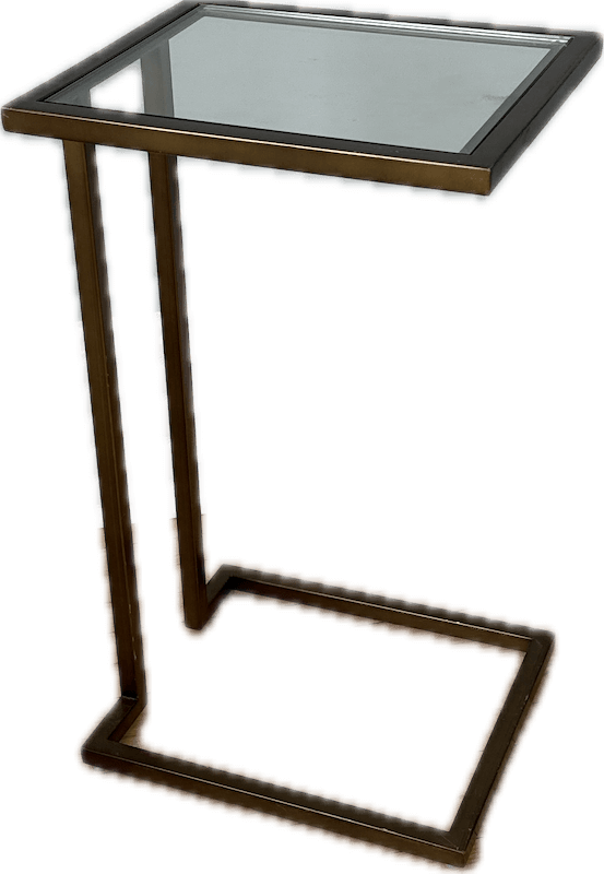 Gold Cantilever Table with Glass Top