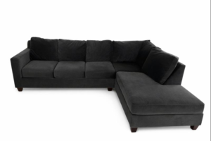 Grey Velvet Sectional with Chaise