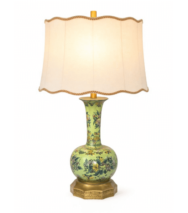 Antique Green Floral Ceramic Lamp