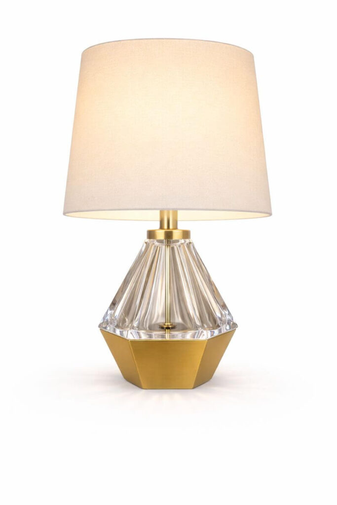 Glass and Gold Geometric Accent Lamp