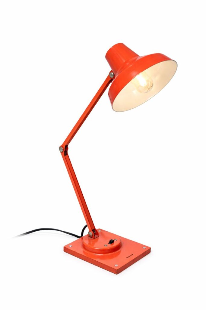 Red Adjustable 1960s Desk Lamp