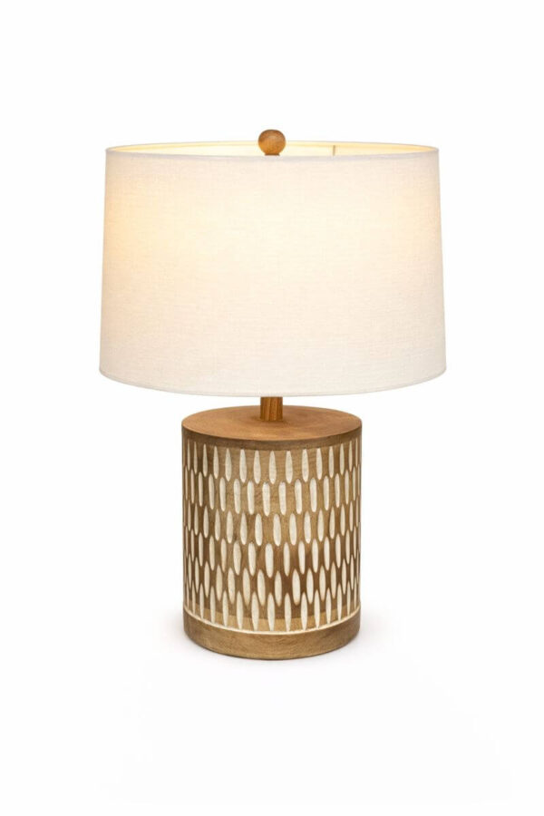Carved Wood Table Lamp