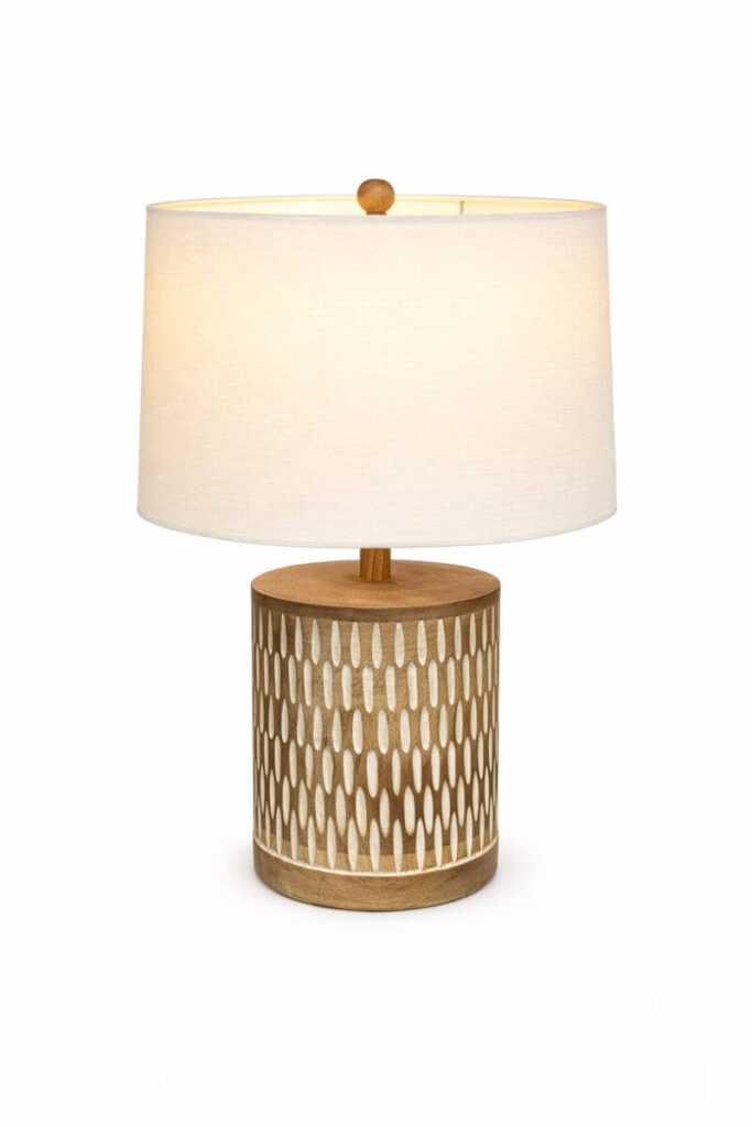 Carved Wood Lamp