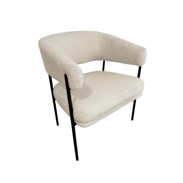 Contemporary Boucle Accent Chair with Metal Legs