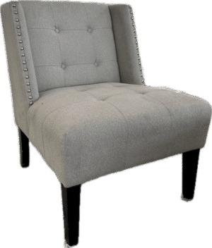 Grey Tufted Accent Chair with Silver Nailheads