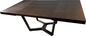 Dark Brown Extendable Dining Table with a Geometric Base