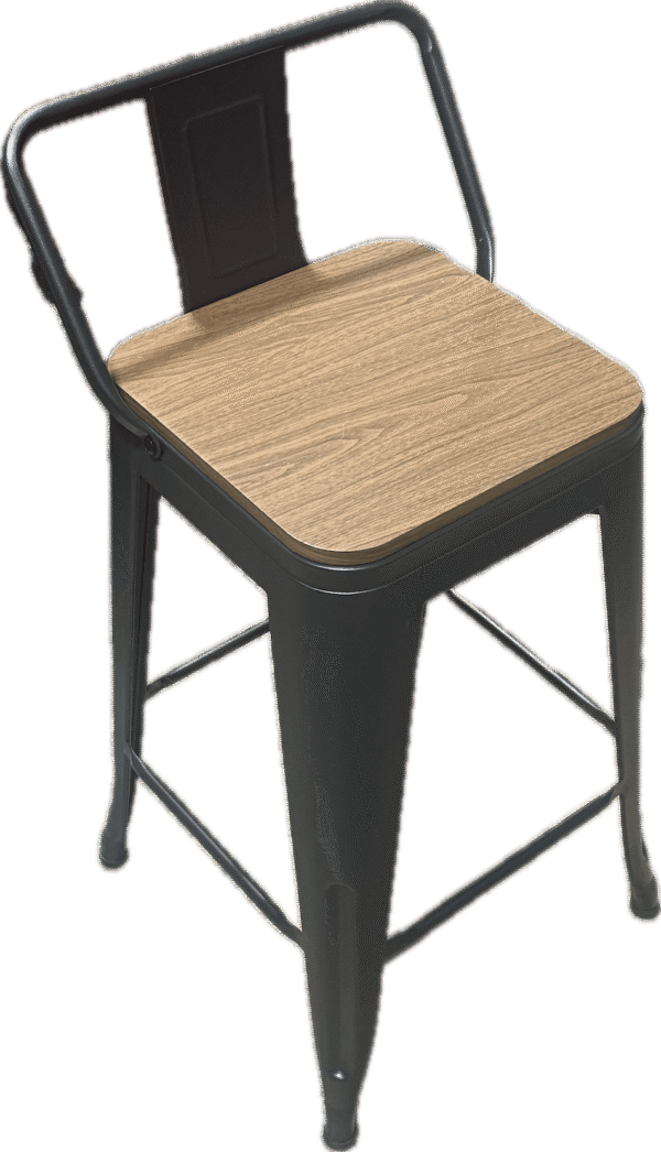 Metal Wood Grain Counter Stool