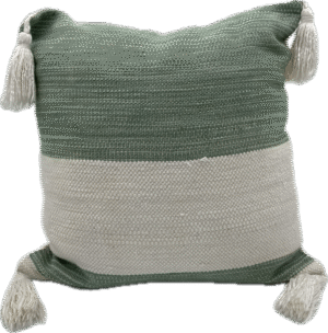 Green Stripe Tassel Pillow