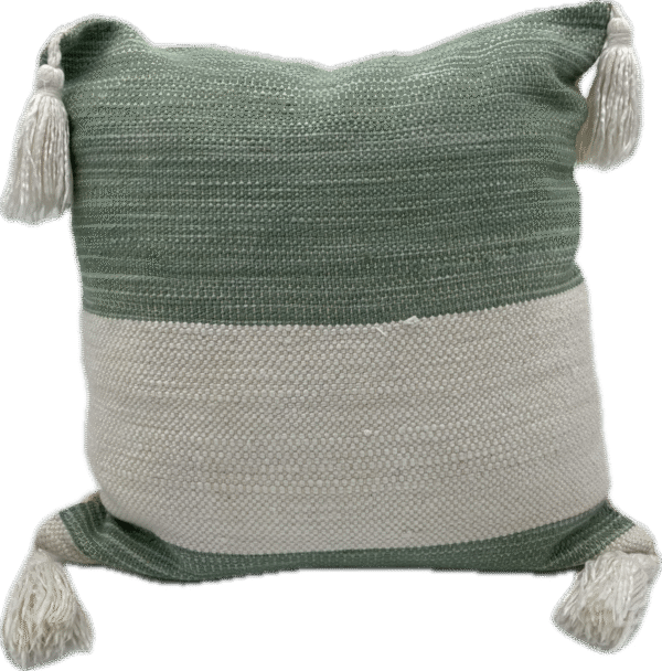 Green Stripe Tassel Pillow