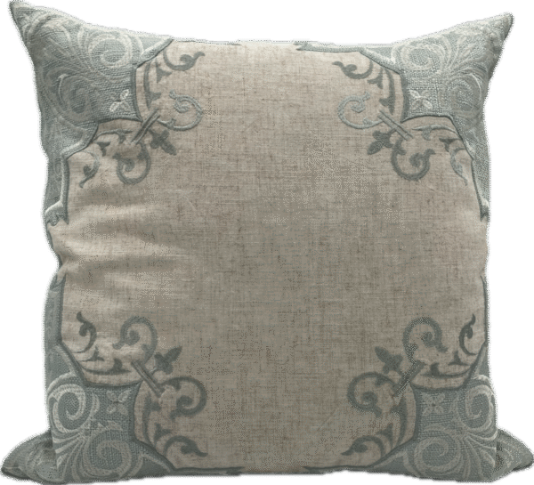 Green Embroidered Corners Pillow