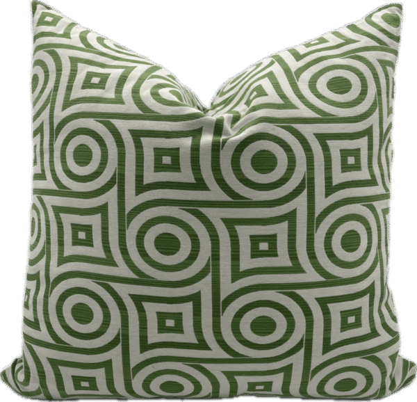 Geometric Circles Green Pillow