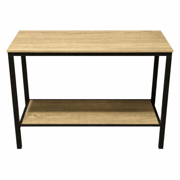Wood Look Console Table with Black Metal Frame