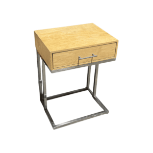 Wood One-Drawer Side Table with Metal Base