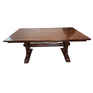 Dark Wood Butterfly Joint Trestle Dining Table