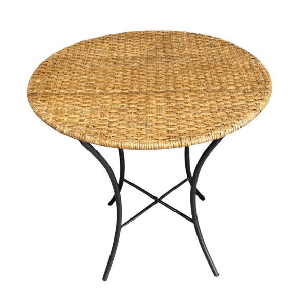 Round Wicker Patio Table with Metal Legs