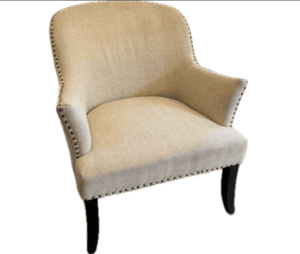 Modern Armchair with Nailhead Trim and Dark Wood Legs