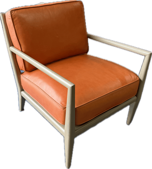 Orange Leather and Light Wood Chair
