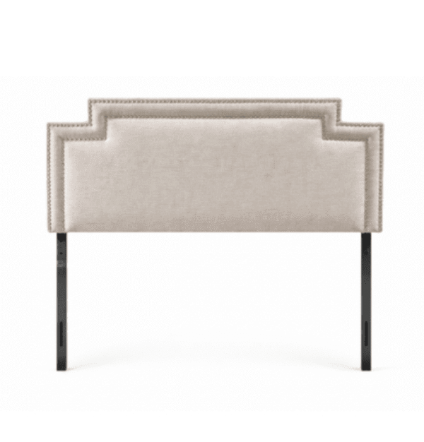Grey Queen Headboard with Silver Nailheads