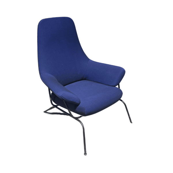 High Back Cobalt Blue Accent Chair with Metal Frame