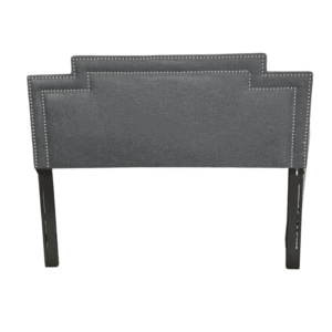 Charcoal Upholstered Queen Headboard with Nailhead Detail