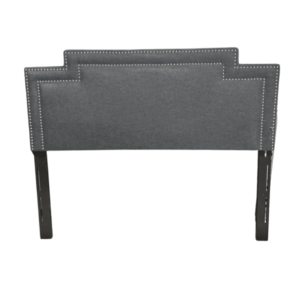 Charcoal Upholstered Queen Headboard with Nailhead Detail