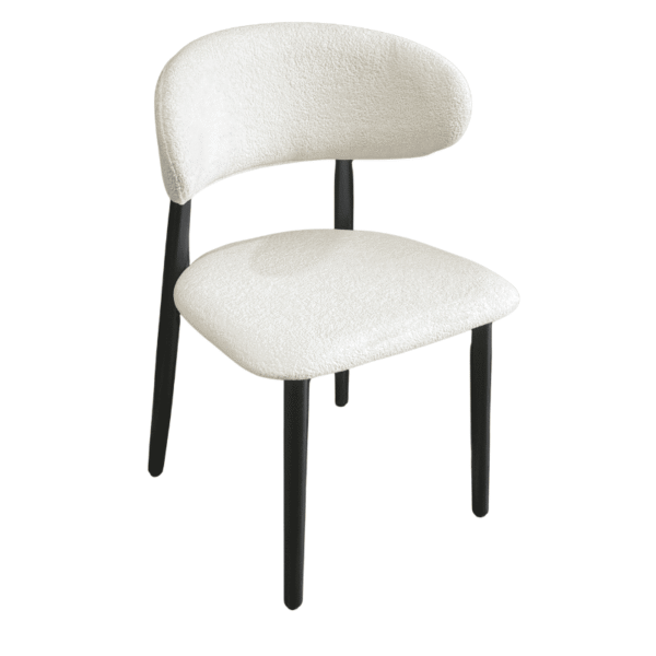 Bouclé Dining Chair with Curved Back