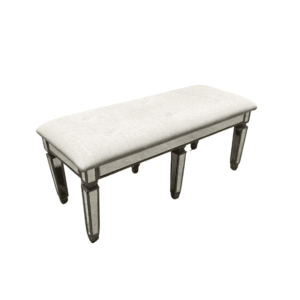 Upholstered Bench with Mirrored Frame