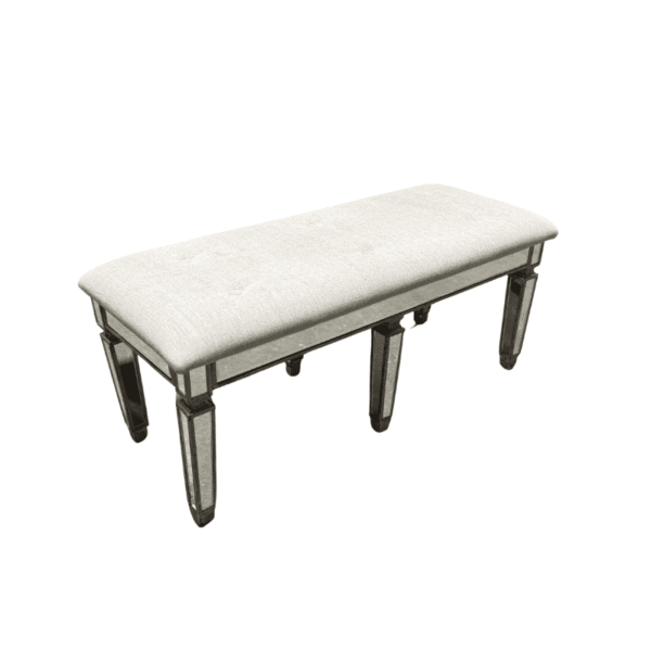 Upholstered Bench with Mirrored Frame