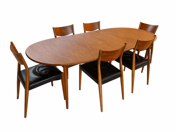 Mid-Century Modern Oval Dining Table with Leaf and 7 Matching Chairs
