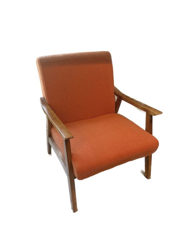 Orange Mid Century Modern Boucle Chair
