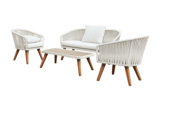 Four Piece White Woven Outdoor Patio Set