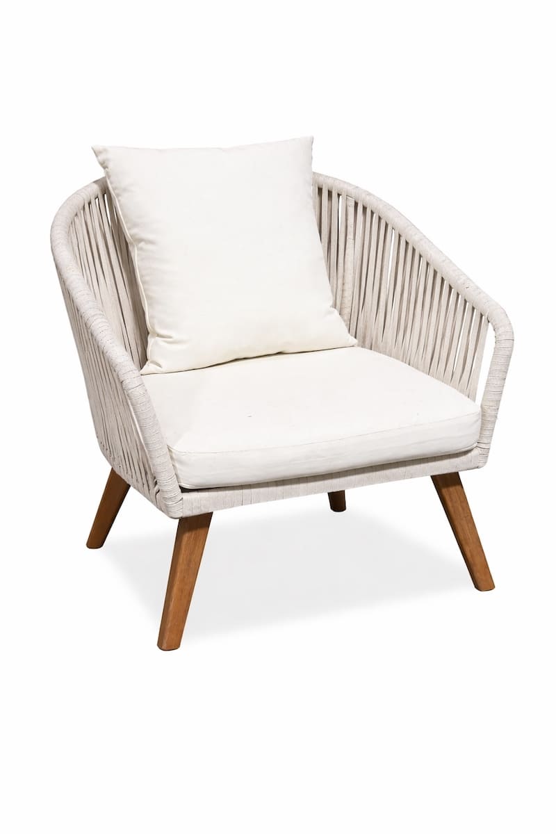 Four Piece White Woven Outdoor Patio Set - Image 2