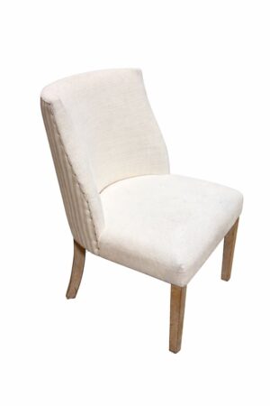 Cream Dining Chair with Tan and Cream Striped Back