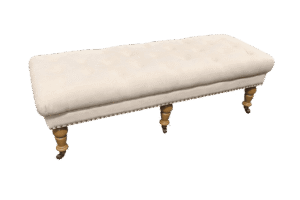 Taupe Tufted Ottoman With Gold Nailheads