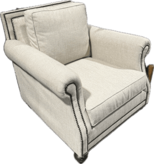 Traditional Armchair with Roll Arms and Bronze Nailheads