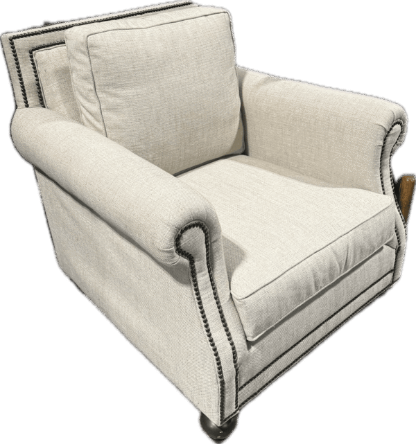 Traditional Armchair with Roll Arms and Bronze Nailheads