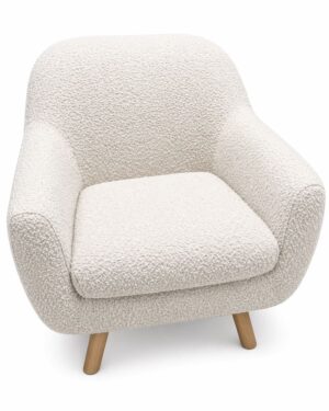 Boucle Armchair with Light Natural Legs