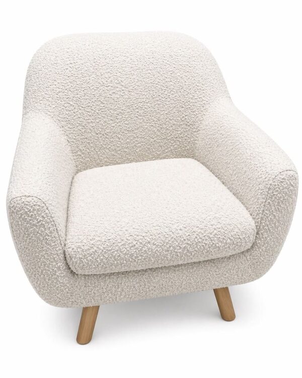 Boucle Armchair with Light Natural Legs