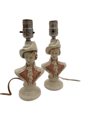 Johnson-Lazare Victorian Bust Boudoir Lamps
