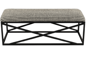Geometric Stripe Fabric Bench with Black Metal Legs