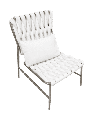 White Thick Woven Metal Outdoor Chair
