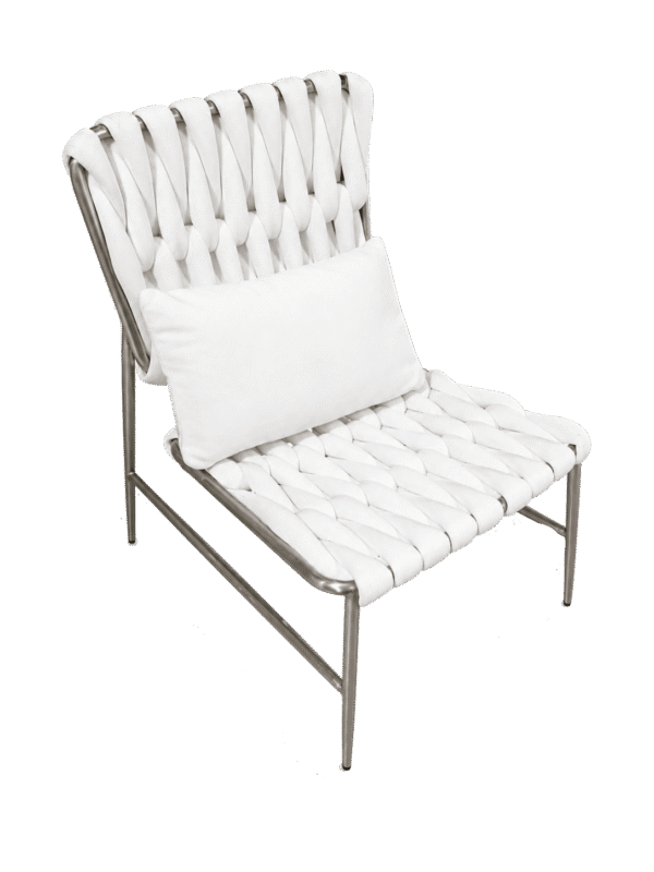 White Thick Woven Metal Outdoor Chair