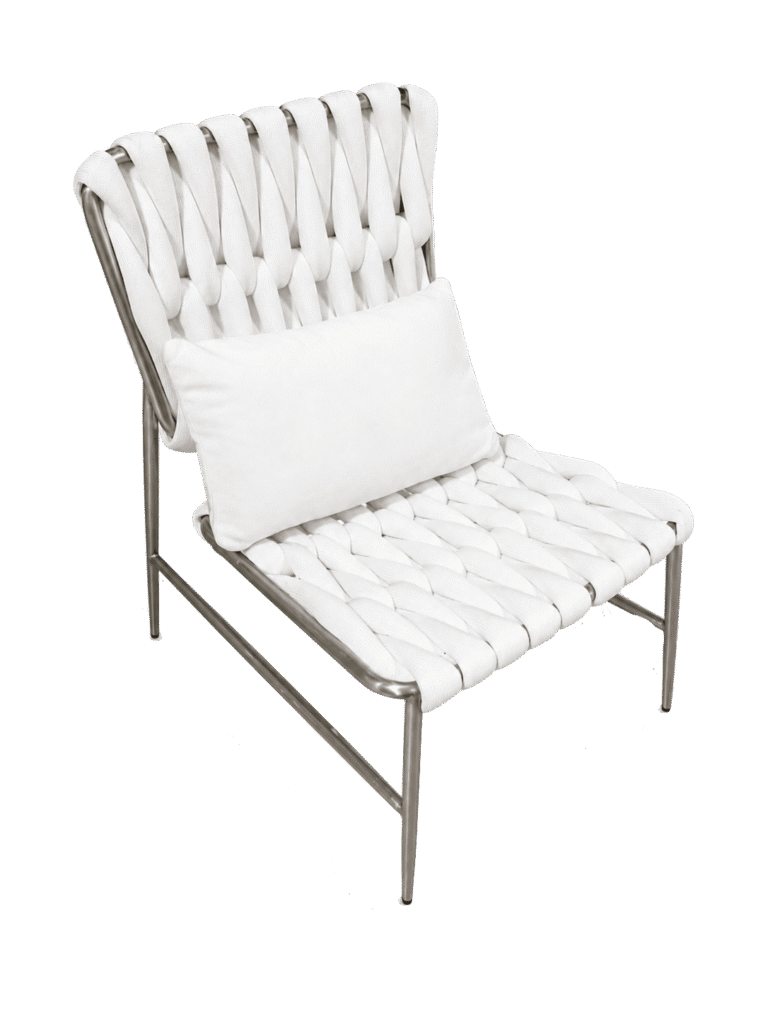 White Thick Woven Metal Outdoor Chair