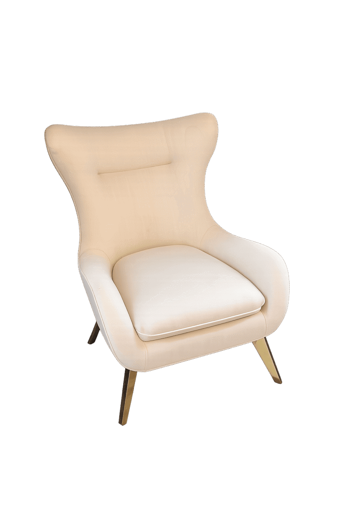 White Modern Chair With Gold Legs
