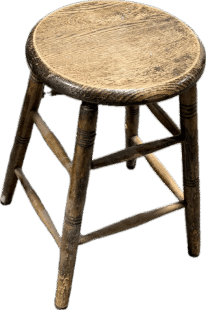 Antique Wood Round Top Stool