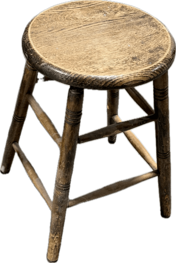 Antique Wood Round Top Stool